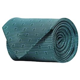 Salvatore Ferragamo-Logo-Print Silk Necktie-Green