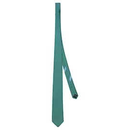 Salvatore Ferragamo-Logo-Print Silk Necktie-Green