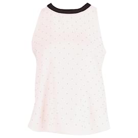 Balenciaga-Top sin mangas con adorno de puntos en poliéster color crema de Balenciaga-Blanco,Crudo