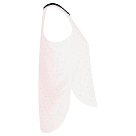 Balenciaga-Balenciaga Gepunktetes, verziertes, ärmelloses Oberteil aus cremefarbenem Polyester-Weiß,Roh