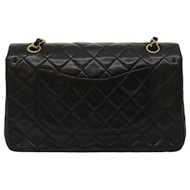 Chanel-CHANEL Classic Matelasse 25 Chain Flap Shoulder Bag Lamb Skin Black Auth 29962a-Black,Golden