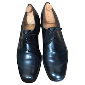 Bally-Bally lace-up derbies 45 black polished leather-Black