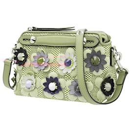 Fendi-Mini Flowerland By The Way Straw Satchel-Flesh