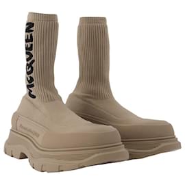Alexander Mcqueen-Tread Slick Socks Boots in Beige-Beige
