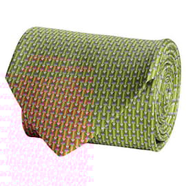 Salvatore Ferragamo-Patterened Silk Necktie-Yellow