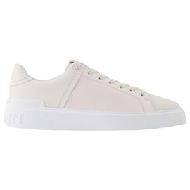 Balmain-B Court-Calfskin in White Leather-White