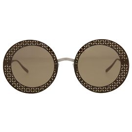 Alaïa Round-Frame Metal Sunglasses Silvery Metallic