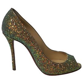 Christian Louboutin Lady Peep Heel Pumps in Multicolor Glitter Multiple colors