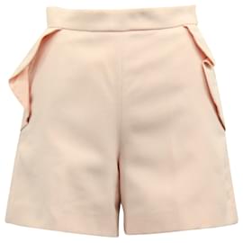 Sandro-Pantalones cortos de poliéster rosa con detalle de volantes de Sandro Paris-Rosa