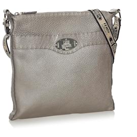 Fendi-Sac bandoulière en cuir gris Selleria Fendi-Gris