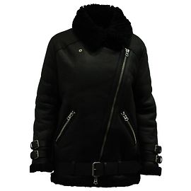 Autre Marque Chaqueta de piel de cordero negra con cinturón Velocite de Acne Studios Negro