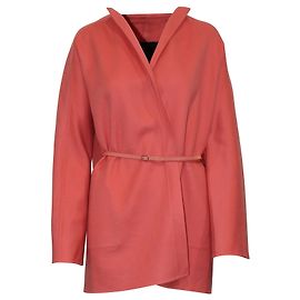 Loro Piana Chaqueta Cachemir Coral con Cinturón Naranja Coral