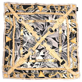 Sciarpa Guess Luxe con catena e seta orchidea Nero Grigio Giallo