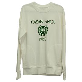 Sweat Casablanca Reverse Loopback Logo Print en Coton Bio Blanc Crème Blanc Écru