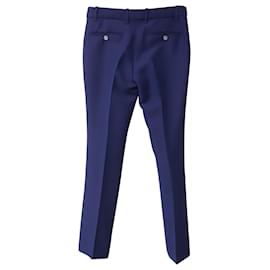 Gucci-Gucci Cropped Trousers in Blue Wool-Blue