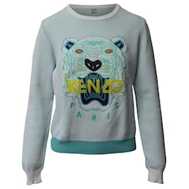 Kenzo-Kenzo Tiger Print Sweatshirt in Mint Cotton -Other,Green