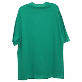 Balenciaga-Balenciaga Logo Print T-shirt in Teal Cotton-Green