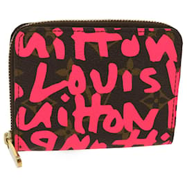 Louis Vuitton-LOUIS VUITTON Monogram Graffiti Zippy Monedero Rosa LV Auth 29930EN-Rosa