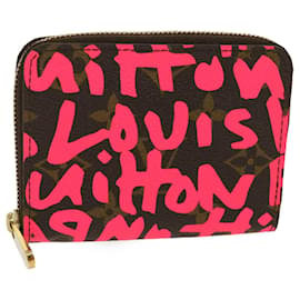 Louis Vuitton-LOUIS VUITTON Monogram Graffiti Zippy Porte-Monnaie Rose LV Auth 29930A-Rose