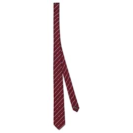 Salvatore Ferragamo-Logo-Print Silk Necktie-Red