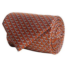 Salvatore Ferragamo Seidenkrawatte mit Hunde-Print Orange