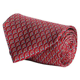 Salvatore Ferragamo-Tennis-Print Silk Necktie-Red
