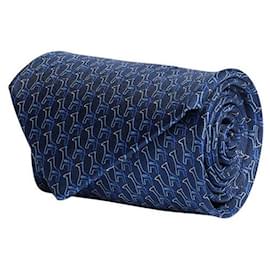 Salvatore Ferragamo-Giraffe-Print Silk Necktie-Blue