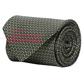 Salvatore Ferragamo-Patterened Silk Necktie-Red