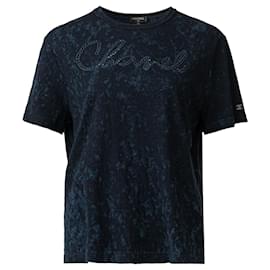 Chanel-Camiseta con logo teñido anudado-Azul
