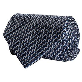 Salvatore Ferragamo Cravatta in seta con stampa delfino Blu