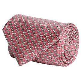 Salvatore Ferragamo Cravate en soie à imprimé chien Rose