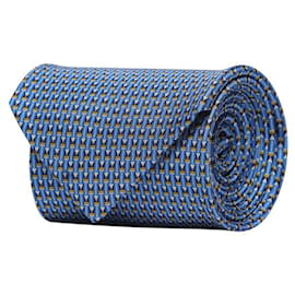 Salvatore Ferragamo-Patterened Silk Necktie-Blue
