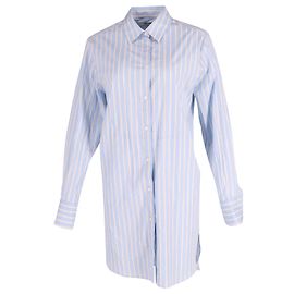 MSGM Robe chemise rayée boutonnée sur le devant en coton bleu Autre