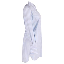 Msgm-MSGM Robe chemise rayée boutonnée sur le devant en coton bleu-Autre