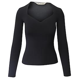 Balenciaga-Balenciaga Sweetheart Neck Ribbed Top in Black Modal-Black