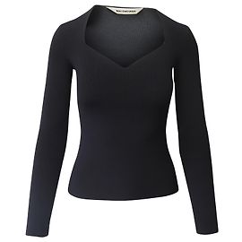 Top a coste con scollo a cuore di Balenciaga in modal nero Nero