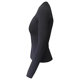 Balenciaga-Balenciaga Sweetheart Neck Ribbed Top in Black Modal-Black