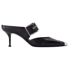 Alexander Mcqueen Décolleté in pelle nera Boxcar con hardware argento Multicolore