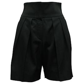 Emporio Armani-Pantalones cortos de talle alto en satén marrón oscuro/negro-Negro
