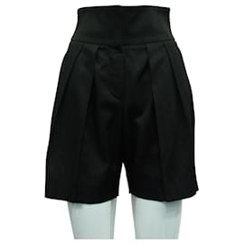 Emporio Armani-Pantalones cortos de talle alto en satén marrón oscuro/negro-Negro