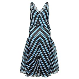 Fendi-Robe rayée bleue et noire-Bleu