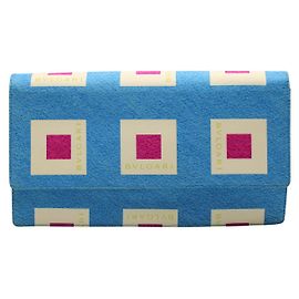 Bulgari Vintage Blue Print Satin Clutch Blau