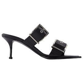 Alexander Mcqueen Décolleté in pelle argento e bianco Altro Stampa python