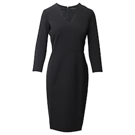 Theory-Theory Knee Length Dress with V-neck in Black Wool-Black