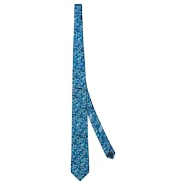 Salvatore Ferragamo-Paradise-Print Silk Necktie-Blue