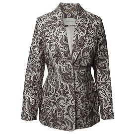 Zimmermann Zippy Paisley Print Blazer en Lin Blanc Blanc