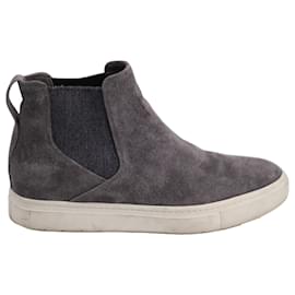 Vince-Vince Flat Ankle Sneakers in Grey Suede-Grey