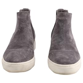 Vince-Vince Flat Ankle Sneakers in Grey Suede-Grey