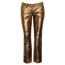 Dolce & Gabbana Hose aus goldmetallischem Lammfell Golden Metallisch