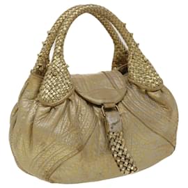 Fendi-FENDI Spy Bag Hand Bag Leather Gold Auth th2779-Golden